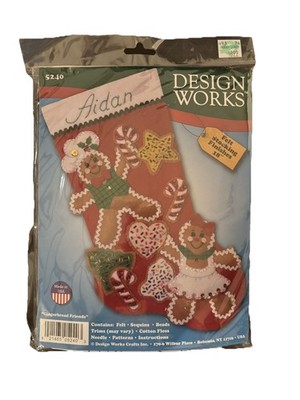 ''Gingerbread Friends'' 18'' Design Works Stocking Kit 5240 Felt Sequins Applique
