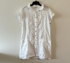 Sister Mary White Linen Dress Floral Embroidered Cottagecore Boho L