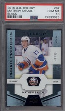2016-17 Trilogy Mathew Barzal Rookie Premieres Black RC SSP /99 PSA 10 POP 1