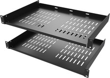 2 Pcs of 1U Universal Rack Shelf, 12" Deep Vented Cantilever Rack Tray for 19" N