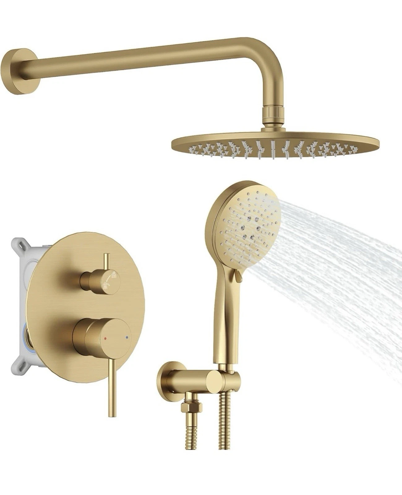 Hoimpro Bathroom Shower System 10 Inch Round Rain Shower Head