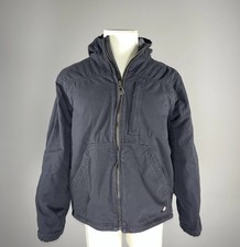 Dickies Canvas Hooded Jacket Mens Medium Black Fleece Lined Full Zip Work Coat
