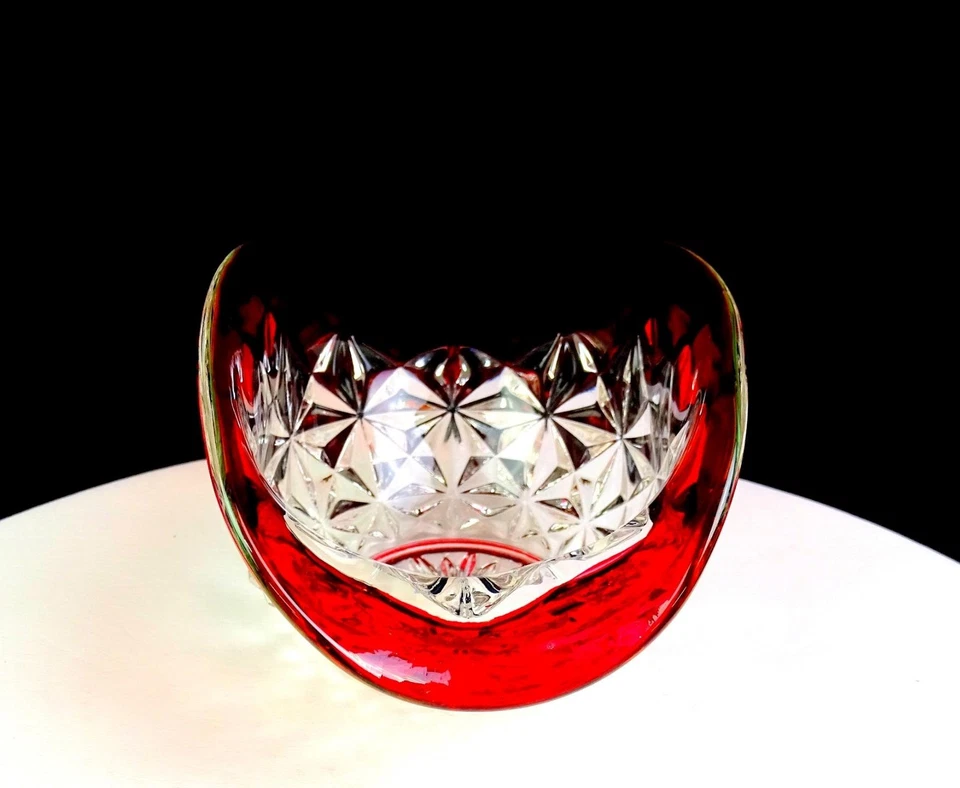 Tiffin Franciscan Glass Williamsburg Ruby Stained Vintage 8 1/4" Oval Bowl 1952- - Image 3 of 4