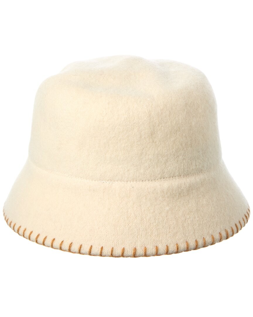 Bruno Magli Knit Felt Wool Bucket Hat Women's White Os