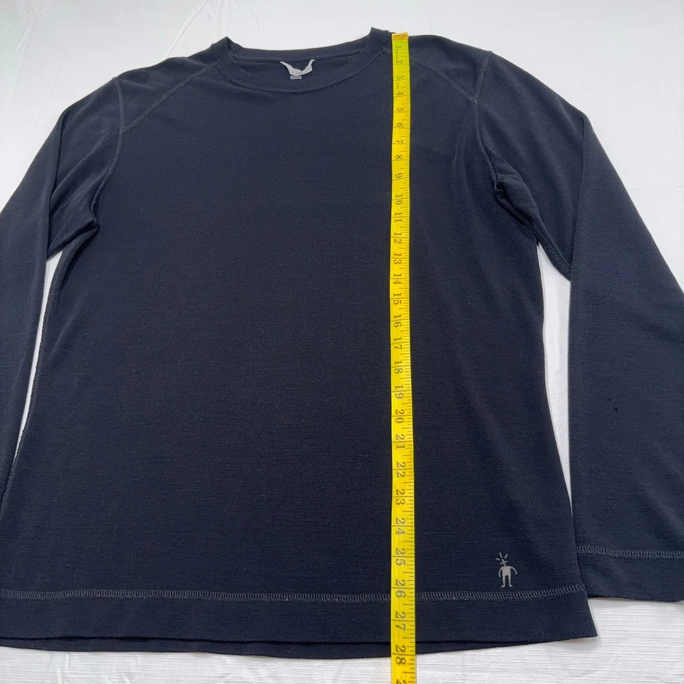 Camisa Smartwool Para Hombres Negra Manga Larga Cuello Redondo Lana Caminata Campamento Peso Medio 21.5x28 Foto 3 de 4