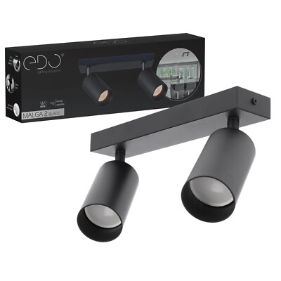 EDO Plafonnier MALGA 2, 2 spots noir, orientable, spot de