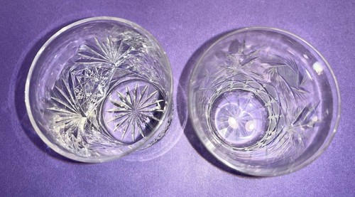 2 Antique Pinwheel Stars Drink Glasses, Antique Cut Glass Drink Glasses, ABP Cut - Picture 2 of 8