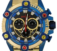 NEW INVICTA 46656 COALITION FORCES GOLD BLACK DIAL SWISS CHRONOGRAPH WATCH 56MM
