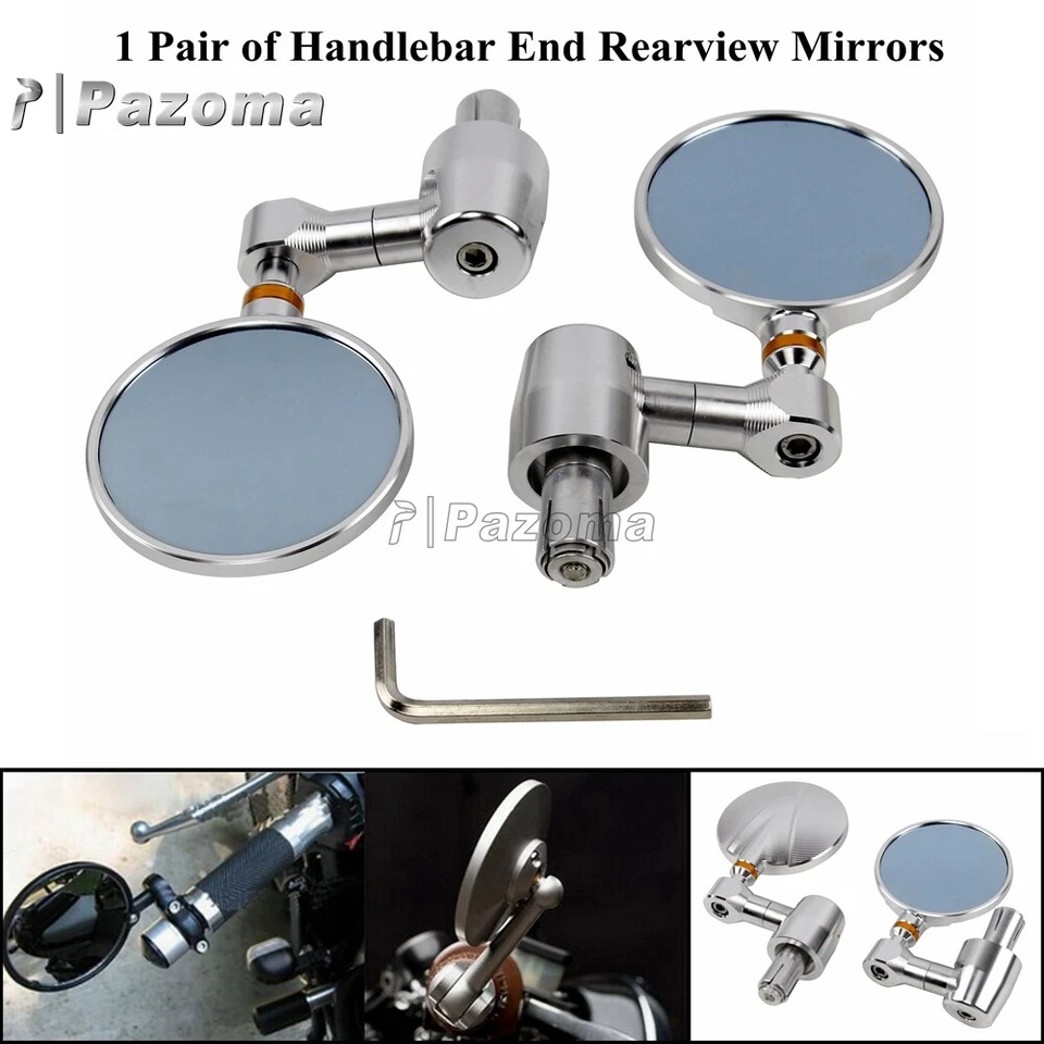 Espejos retrovisores laterales plateados para Honda CBR1100XX CBR125R 7/8" y 1" Foto 2 de 4