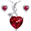 thumbnail 1 - Sterling Silver Heart Cut AAA Created Red Ruby Pendant Necklace &amp; Earrings Set