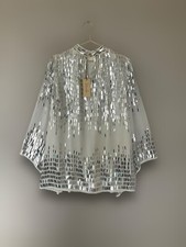 Anthropologie Let Me Be Ivory Sequin Tunic Mini Dress Size M Long Sleeve Party