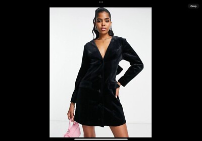 Miss Selfridge Velvet Tie Back Detail Blazer Dress Size 14 16