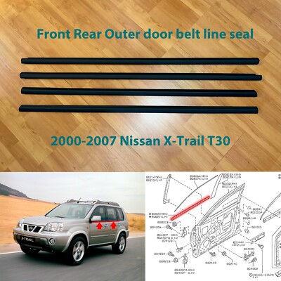 outer front rear door belt weatherstrip rubber seal 00-07 for Nissan X-Trail T30