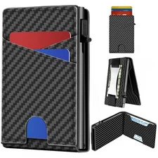 Minimalist Slim Wallet for Men - Mens Wallets Leather with POP UP Card Holder...