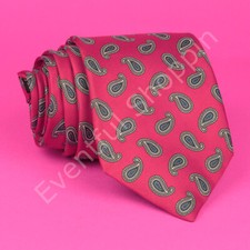 Vintage Burberry Teardrop Paisley Silk Tie Mens Red