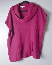 Bryn Walker Pink Pullover Lambswool Angora Cashmere Blend Cowlneck Sweater Large