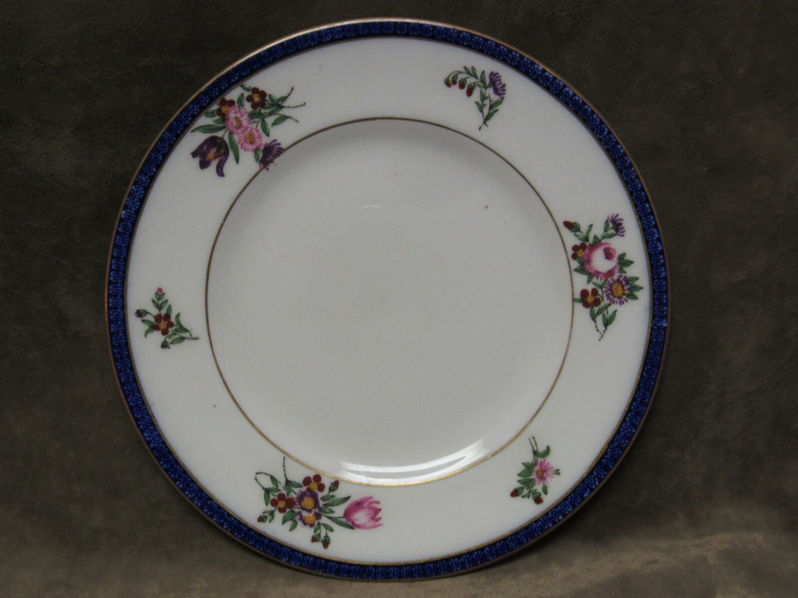 Royal Doulton Blue Border Floral Porcelain Plate 6-7/8