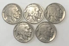 5 - DIFFERENT  BUFFALO NICKELS  GREAT CIRCULATED CONDITION     #3003