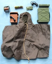 HASBRO 1960's GI JOE COMMAND POST ACCESS - PONCHO, FIELD TELEPHONE W/CASE, MAP..