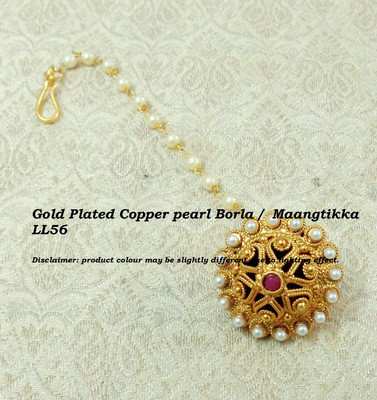 Indian Women Maang Tikka Borla Gold Plated Hair Head Accessories