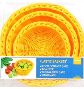 Colorbasket 51101-207 Hand Woven Waterproof Bowl Basket Yellow Plastic Gift Brea