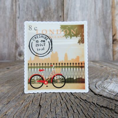 London England Souvenir Sticker Bicycle Postage Stamp Style Waterproof Travel