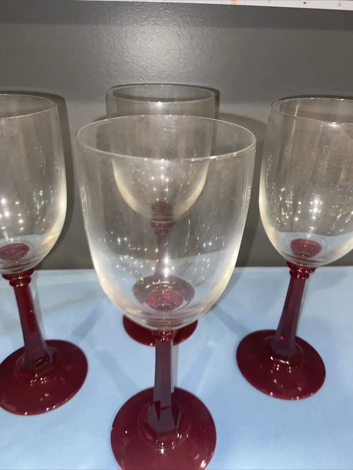 Martha Stewart Collection Red Stem White Wine Glasses, Set of 4 , 8.5” Tall- M - Image 4 of 4