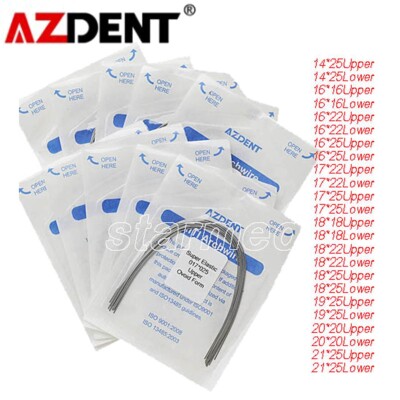 AZDENT Dental Orthodontic Super Elastic Niti Arch Wires – Rectangular Ovoid Shape | 10 Packs, 100 Pieces Total