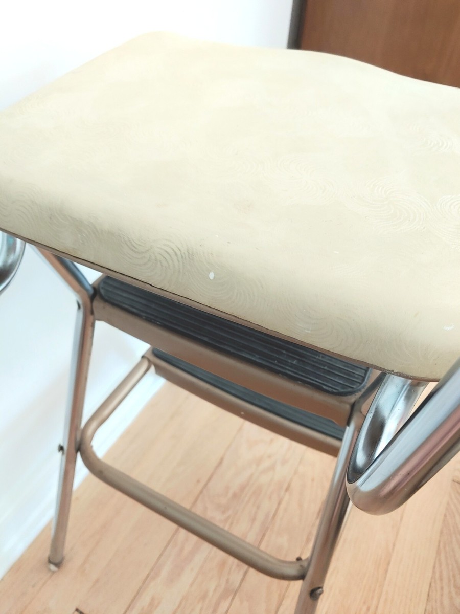 Vintage Cosco Kitchen Metal Step Stool Chair Flip Up Seat Vintage Cosco Kitchen Metal Step Stool Chair Flip Up Seat