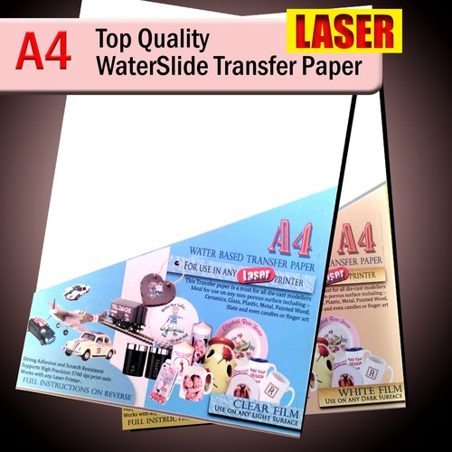 Water Slide Decals WaterSlide Transfer Papers LASER A4 Clear or