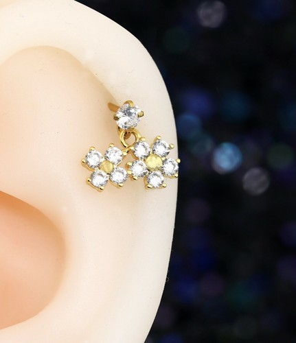 Gem Crystal Ear Cartilage Helix Ring Bar Stud Ear Cuff Climber Piercing Earring - Picture 112 of 268