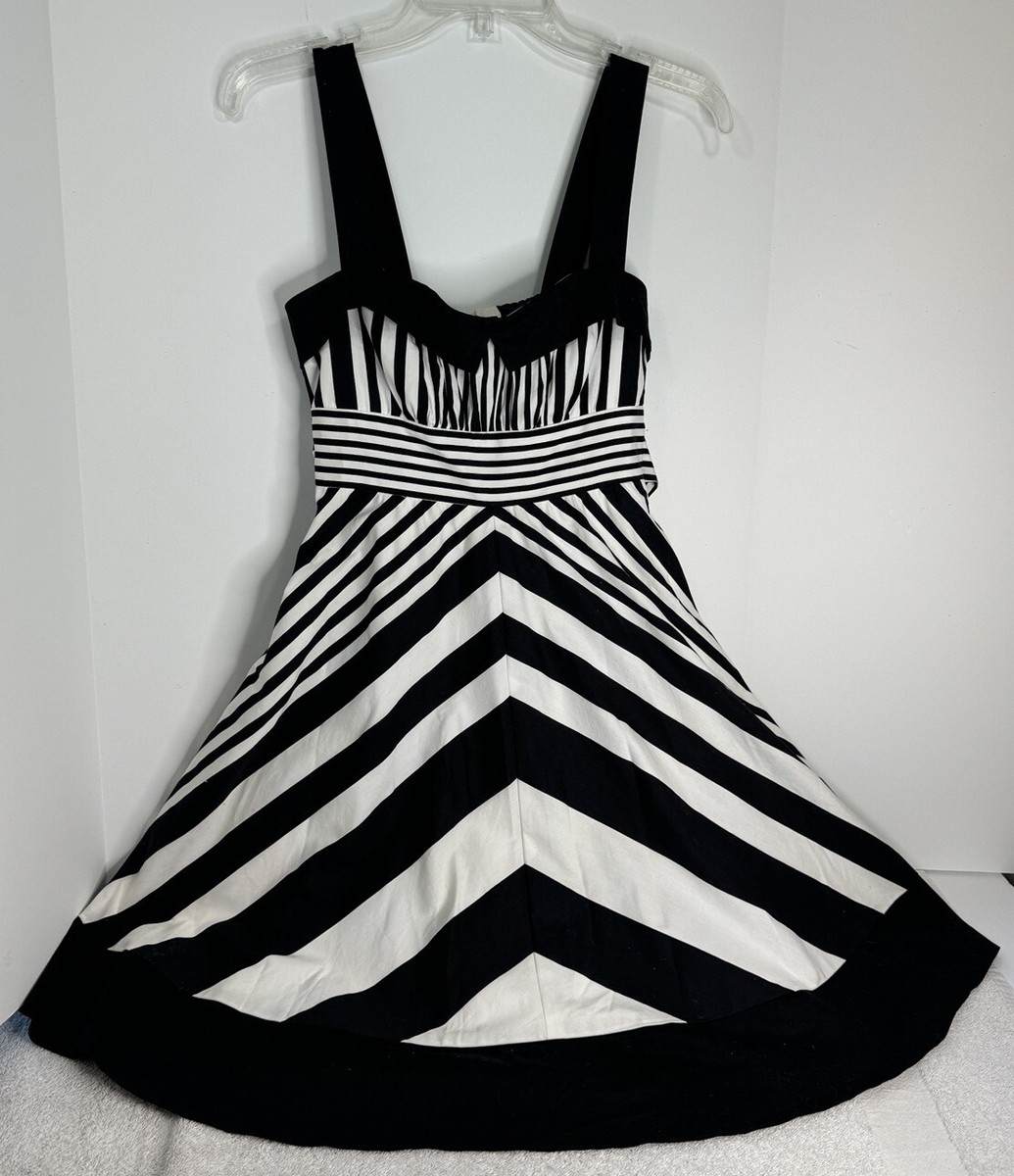 Womens Size 3 Teeze Me Black White Striped Mini Fit Flare Lined Dress EUC |  eBay