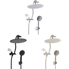 10'' High Pressure Rainfall Shower Head Combo with 10 Spray Handheld Showerhead