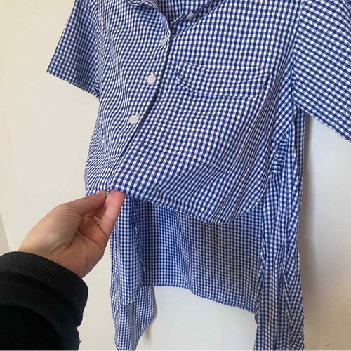 NWOT Toit Volant Marguette Shirt Sz XS Blue Gingham - Picture 5 of 13