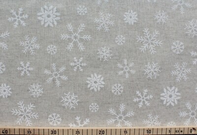 Stoff Baumwolle beschichtet, Sienna, Eiskristalle, Champagner / Weiß, 140cm