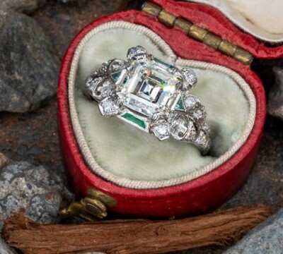 Classic Ct Asscher Cut Off White Treated Diamond Ring 925