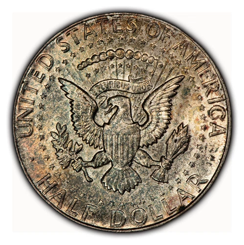 1964 50c Kennedy Half Dollar - Watercolor Rainbow Toning - BU - SKU-Z3964