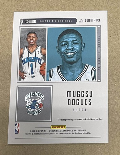 2022-23 CHRONICLES LUMINANCE AUTO 001/149 JERSEY NUMBER 1/1 MUGGSY BOGUES JF - Picture 2 of 2