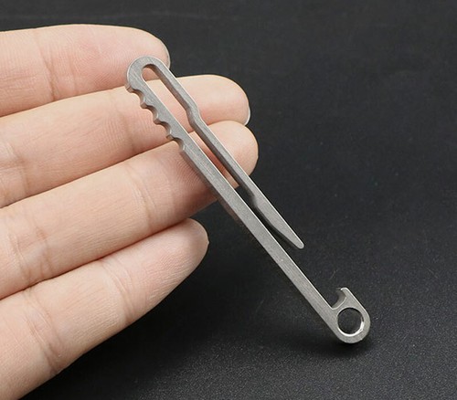 TC4 Titanium CNC Key Chain Belt Clip with Bottle Opener Pecket Outdoor EDC Tool - Picture 9 of 11