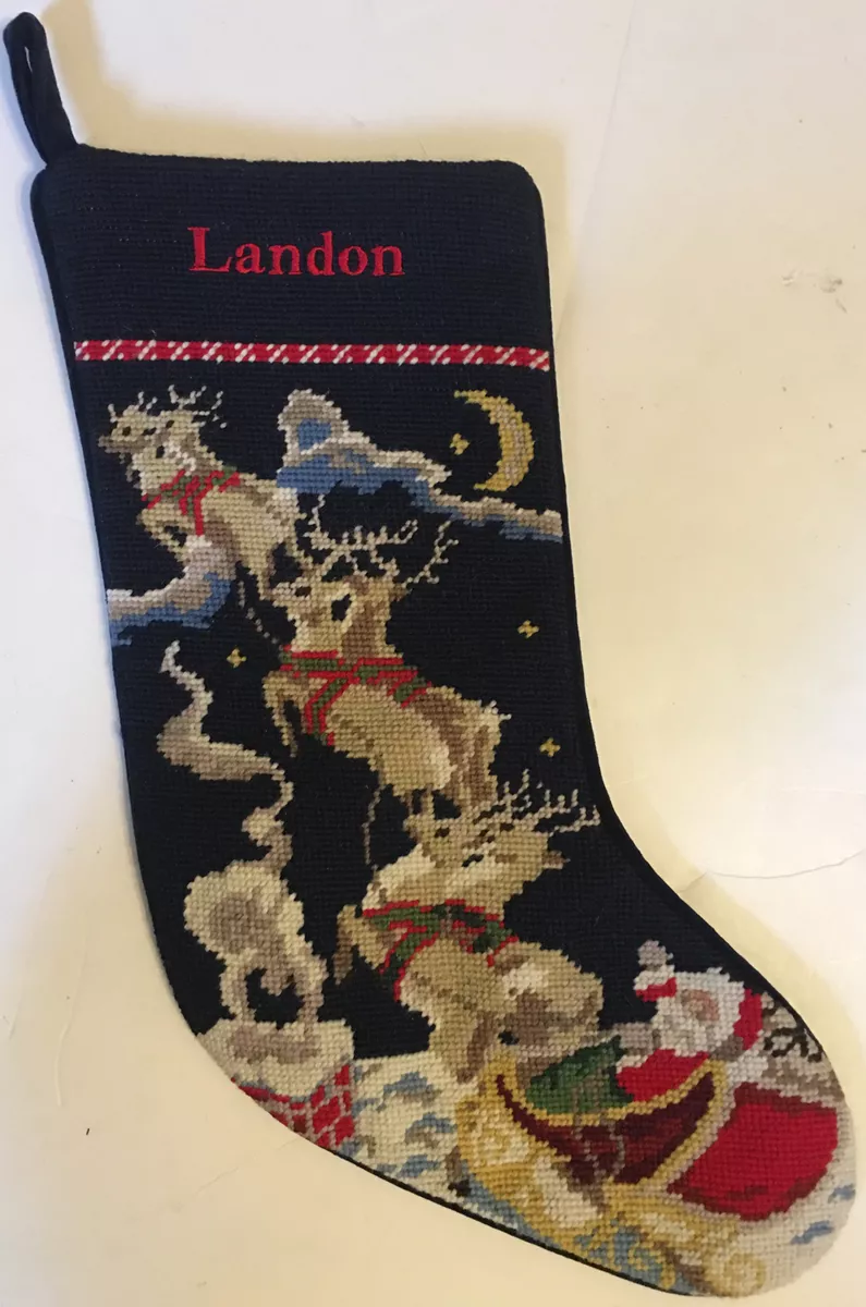 Needlepoint Christmas Stocking from Lands' End  Needlepoint christmas  stockings, Christmas stockings personalized, Needlepoint christmas