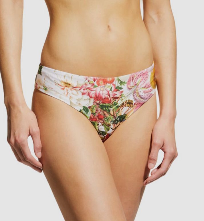 $125 Carolina K Women's Red Floral Mika Hipster Bikini Bottom Swimwear Size M