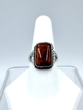 Native American Sterling Silver Spiny Oyster Ring Size 9 Signed J