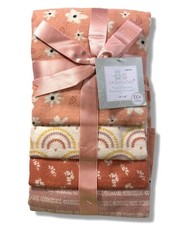 RECEIVING X4 - CRIBMATES GIRLS 243 - CORAL FLOWER - BLANKETS COTTON 4 PACK BABY