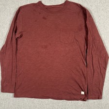 Vuori Rise Shirt Mens L Maroon Red Long Sleeve Tee Pima Cotton Pocket Crew Neck