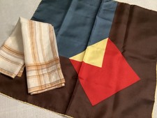 Lot 2- SILK Abstract  Plaid Handkerchiefs VTG Pocket Squares Men Antique Roll