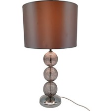 HOMEBASE Crackle Ball Table Lamp with Grey Shade Modern Design Lighting