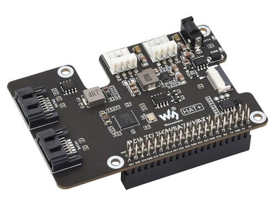 WAVESHARE 2-Kanal PCIe-auf-SATA HAT für Raspberry Pi 5