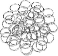 Binder Rings 1 Inch 50 Pack , Loose Leaf Binder Ring, Metal Book Rings, Rings