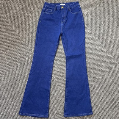 Lauren Weal Sz L Bell Bottom Blue Jeans 28X32 High Rise Stretch