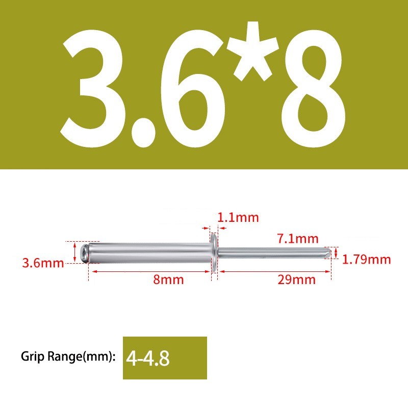 POP Rivets All Aluminum Dome Head Blind 2.4/2.8/3.0/3.2/3.6/4/5/6.4 mm ...